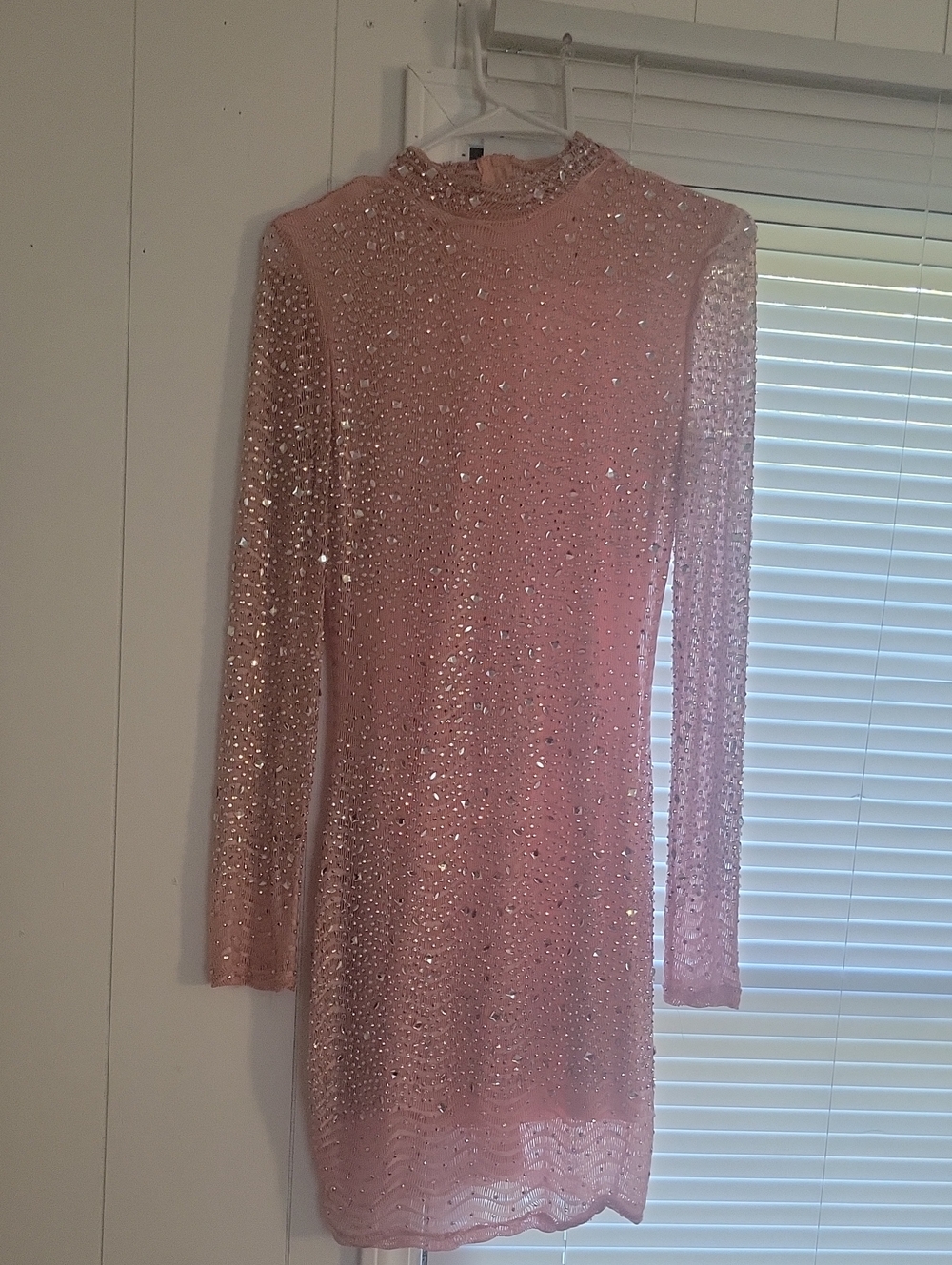 Banjul Pink Sequin Long-Sleeve Mini Dress